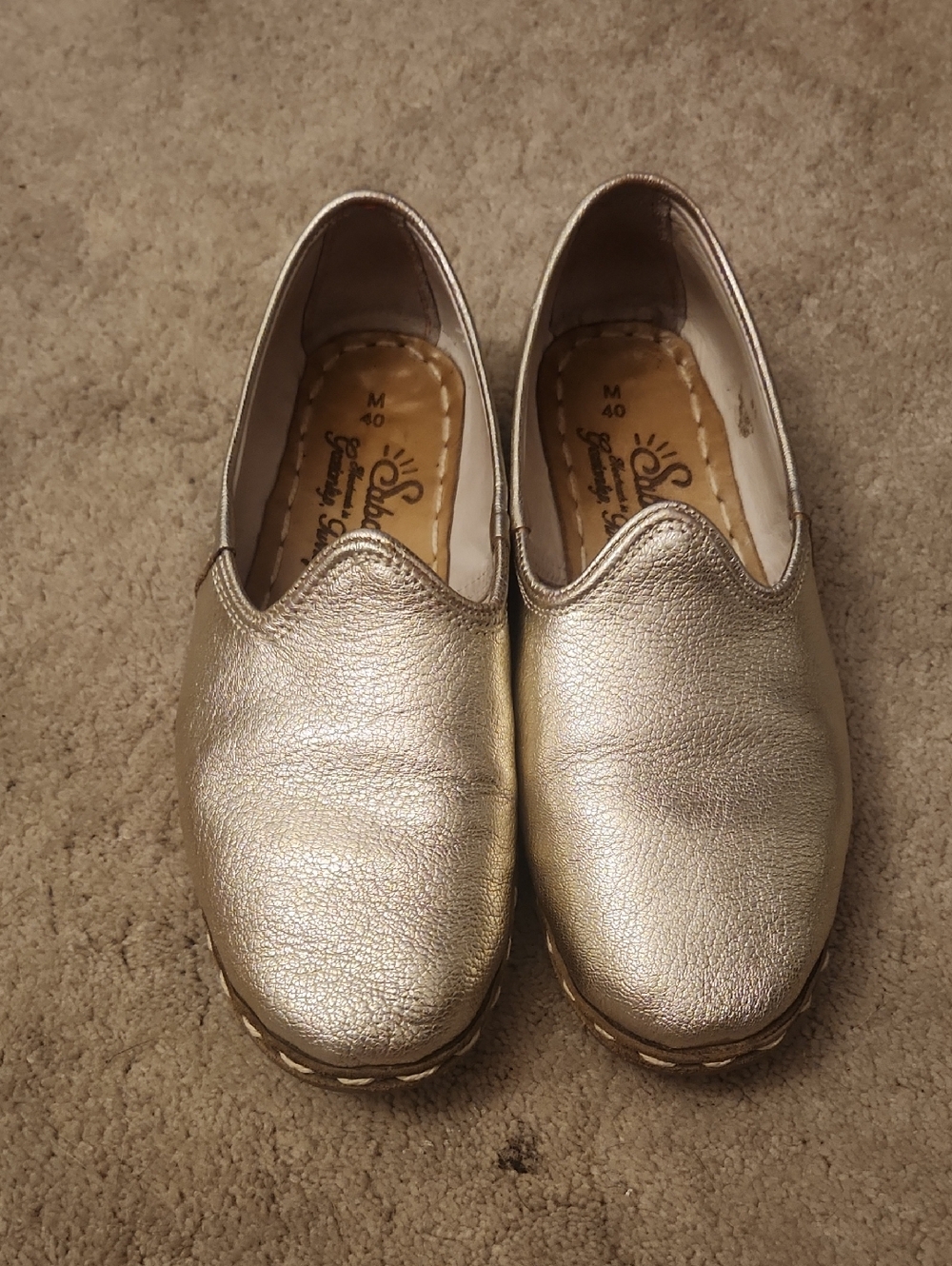 Sabah Metallic Gold Slip-On Loafers